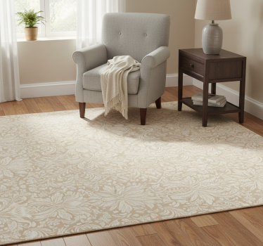 Tapis vinyle chambre fleurs classiques beiges - TenStickers