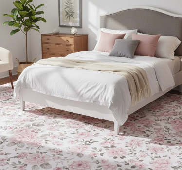Tapis vinyle chambre fleurs rétro grandes - TenStickers