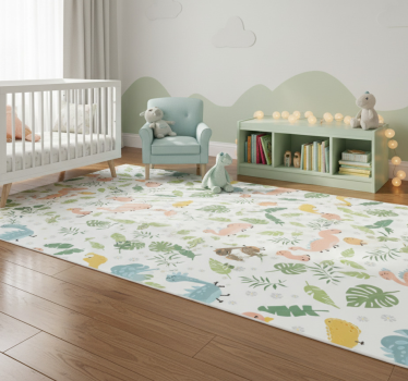 Tapis vinyle chambre forêt pastel avec dinosaures - TenStickers
