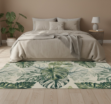 Tapis vinyle chambre formes de monstera décolorées beige - TenStickers