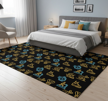 Tapis vinyle chambre icônes vectorielles néon sur noir - TenStickers