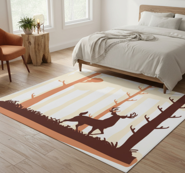 Tapis vinyle chambre forêt et cerfs - TenStickers