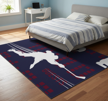 Tapis vinyle chambre joueur de hockey - TenStickers