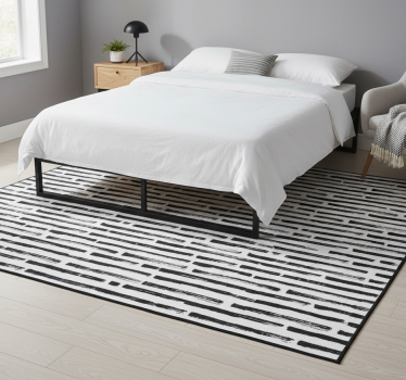 Tapis vinyle chambre lignes noires vintage sur blanc - TenStickers