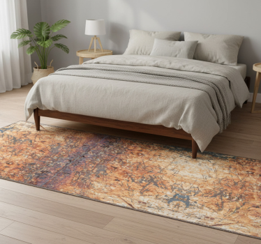 Tapis vinyle chambre motif béton gris et marron - TenStickers