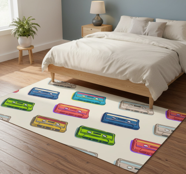 Tapis vinyle chambre motif cassette rétro multicolore - TenStickers