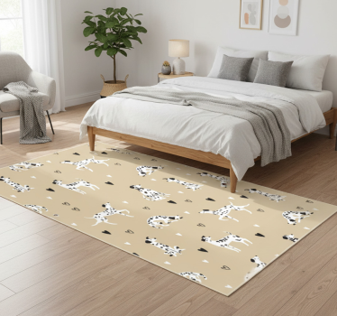 Tapis vinyle chambre motif chiens dessinés beige - TenStickers