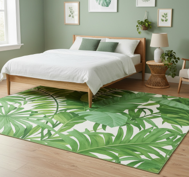 Tapis vinyle chambre motif feuilles tropicales - TenStickers