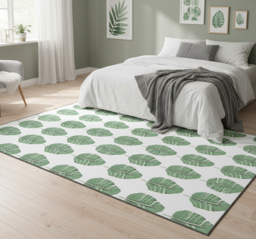 Tapis vinyle chambre motif feuilles vertes nordiques - TenStickers