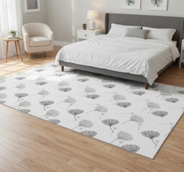 Tapis vinyle chambre motif fleurs des champs sur blanc - TenStickers