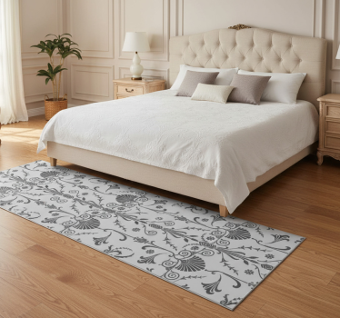 Tapis vinyle chambre motif floral gris provincial - TenStickers