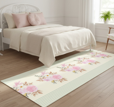 Tapis vinyle chambre motif floral rayé provincial - TenStickers