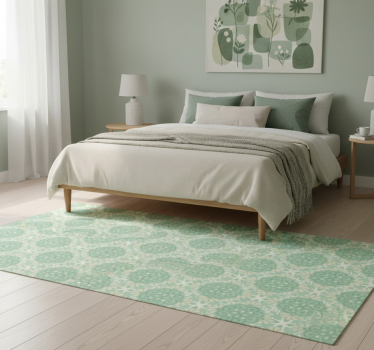 Tapis vinyle chambre motif floral vert nordique - TenStickers
