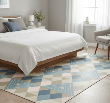 Tapis vinyle chambre motif géométrique bleu nordique - TenStickers