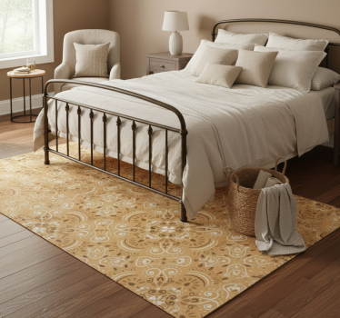 Tapis vinyle chambre motif ornemental beige vintage - TenStickers