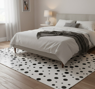 Tapis vinyle chambre motif pois noir et blanc - TenStickers
