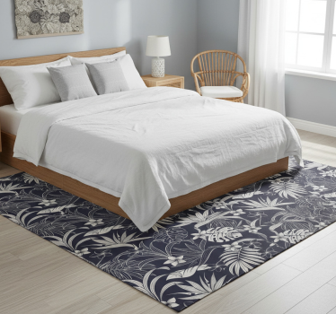 Tapis vinyle chambre motif tropical gris hamptons - TenStickers