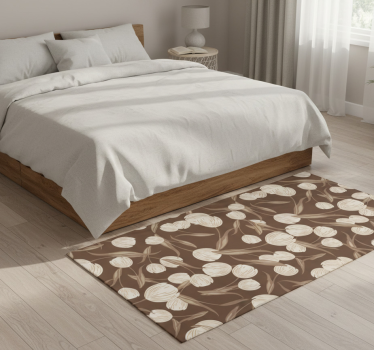 Tapis vinyle chambre motif tulipes beiges élégantes - TenStickers