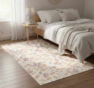 Tapis vinyle chambre motif tulipes couleurs beiges - TenStickers