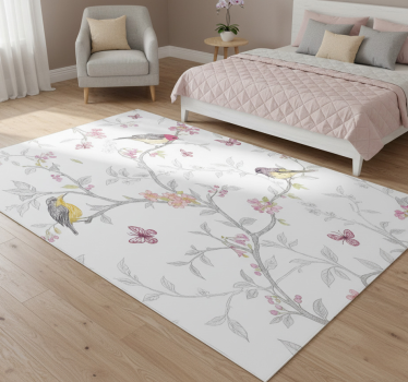 Tapis vinyle chambre oiseaux sur branches - TenStickers