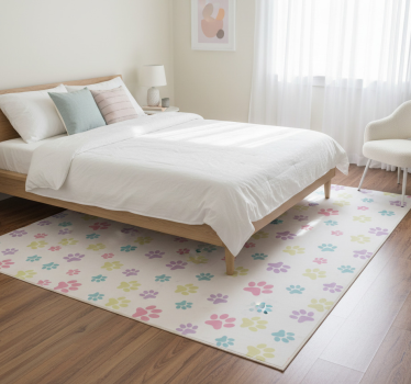 Tapis vinyle chambre pattes de chien colorées fantastiques - TenStickers