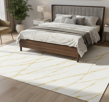 Tapis vinyle chambre pierre blanche avec fissures dorées - TenStickers