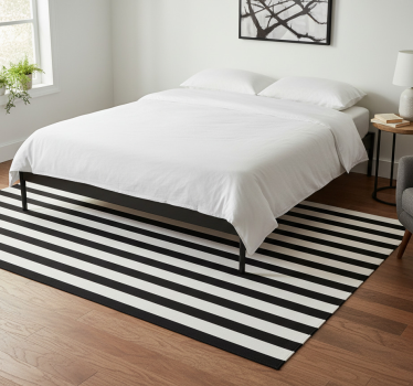 Tapis vinyle chambre rayures noires et blanches - TenStickers