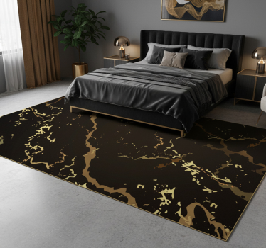 Tapis vinyle chambre texture marbre noir et or - TenStickers