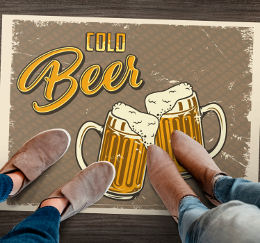 Tapis vinyle vintage chopes de bière froides - TenStickers