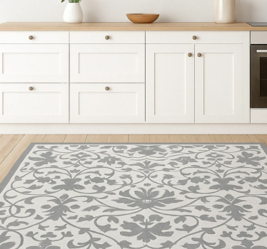 Tapis vinyle cuisine arabesque grise élégante - TenStickers