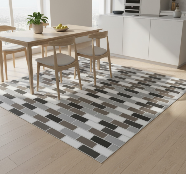 Tapis vinyle cuisine bordure de carreaux gris - TenStickers