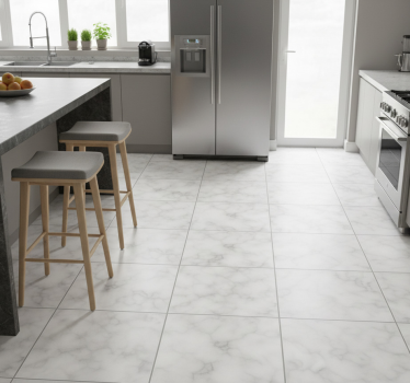 Tapis vinyle cuisine carreau marbre blanc - TenStickers