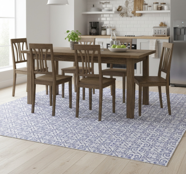 Tapis vinyle cuisine carreau portugais octogonal bleu - TenStickers
