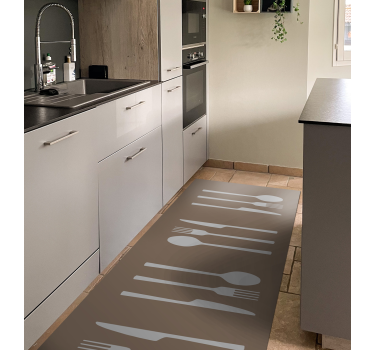 Tapis vinyle cuisine fourchettes couteaux cuillères - TenStickers