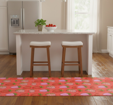 Tapis vinyle cuisine fraises rouges et roses sans couture - TenStickers