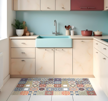 Tapis vinyle cuisine hydraulique multicolore - TenStickers