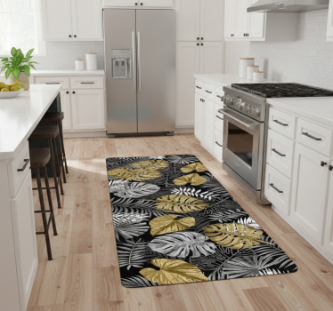 Tapis vinyle cuisine jungle dorée luxueuse - TenStickers