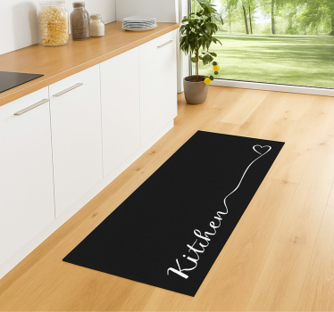 Tapis vinyle cuisine lettre cursive en forme de cœur - TenStickers
