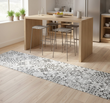 Tapis vinyle cuisine mosaïque complexe en gris - TenStickers