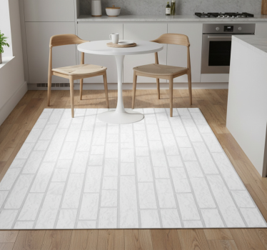 Tapis vinyle cuisine motif briques blanches - TenStickers