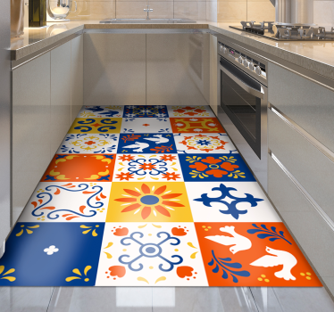 Tapis vinyle cuisine motif de carreaux colorés - TenStickers