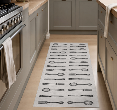 Tapis vinyle cuisine motifs couverts gris - TenStickers