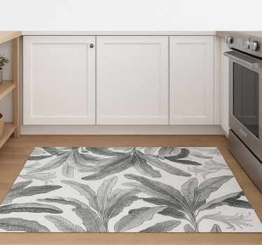 Tapis vinyle cuisine palmiers gris élégants - TenStickers