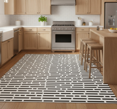 Tapis vinyle cuisine rectangles noir et blanc nordiques - TenStickers