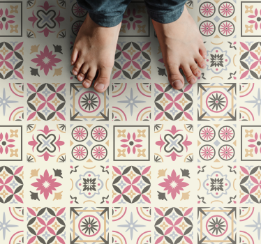 Tapis vinyle salon effet carreaux de ciment Nicolle - TenStickers