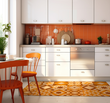 Tapis vinyle effet carrelage carreaux oranges - TenStickers