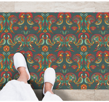 Tapis mosaique vinyle motifs folkloriques colorés - TenStickers