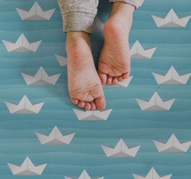 Tapis vinyle étoile bateaux en papier rayé - TenStickers