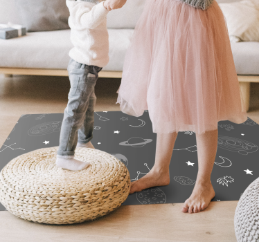 Tapis vinyle étoile éléments célestes gris - TenStickers