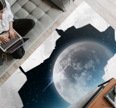 Tapis vinyle salon scène de lune céleste - TenStickers